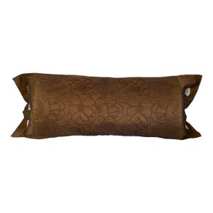 Contemporary Floral Quilted Chocolate Satin Accent Long Lumbar Pillow Cover