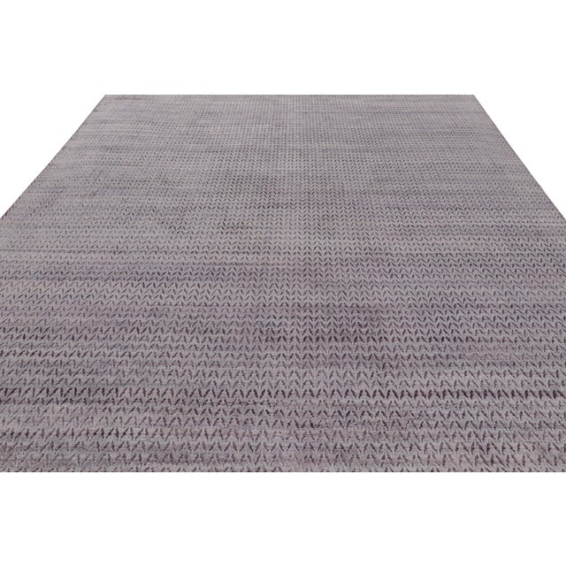 2010s Rug & Kilim’s Textural Rug in Purple With Geometric Patterns For Sale - Image 5 of 7