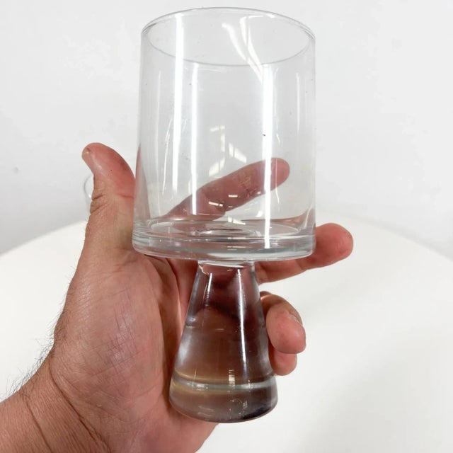 Glass 1970s Mod Set of Two Tumbler Water Goblet Crystal Glasses For Sale - Image 7 of 9