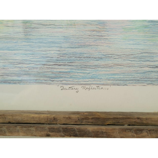 Paint Late 20th Century Jeanie Drucker Battery Reflections Charleston Sc Framed Watercolor Print 17x11 For Sale - Image 7 of 11