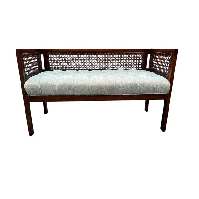 Mid-Century Modern Mid Modern Cane Side Bench For Sale - Image 3 of 16