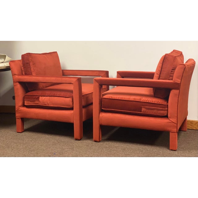 1970s 1970s Milo Baughman Red Parsons Armchairs – a Pair For Sale - Image 5 of 12