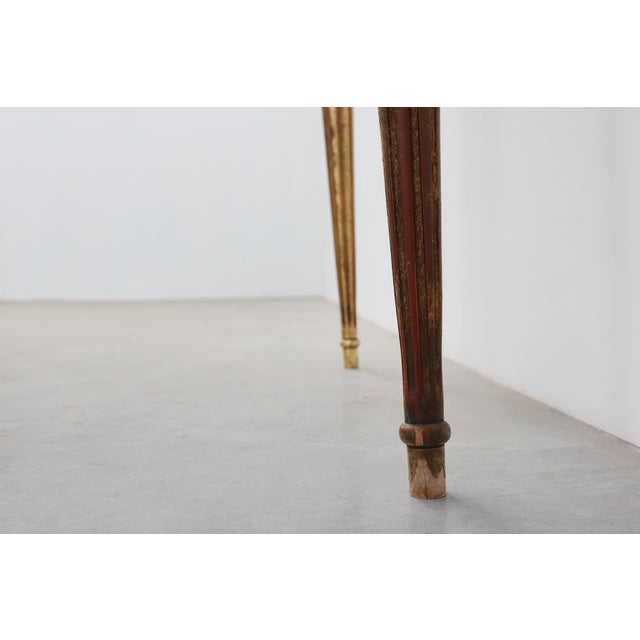 Wood Louis XVI Style Gilt Wall Console with Onyx Marble Top, Italy, 1950s For Sale - Image 7 of 12