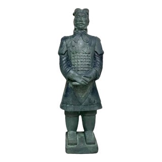 Late 20th Century Chinese Terracotta Warrior Replica Statue Large Mixed Material Asian Decor For Sale