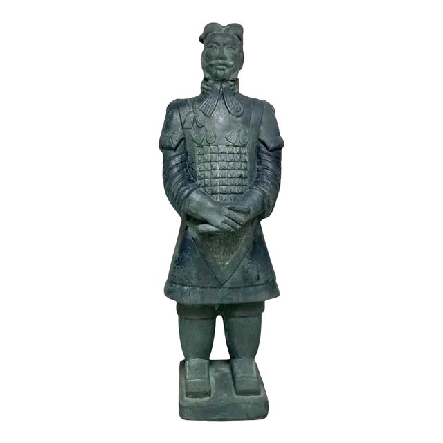 Late 20th Century Chinese Terracotta Warrior Replica Statue Large Mixed Material Asian Decor For Sale