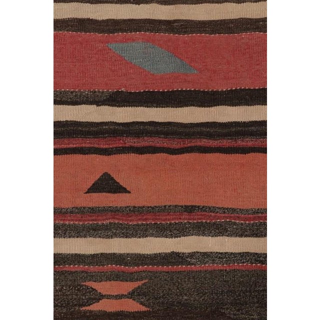 Vintage Persian Square Kilim, Stripes With Bold Tribal Geometry - Rug & Kilim For Sale In New York - Image 6 of 10