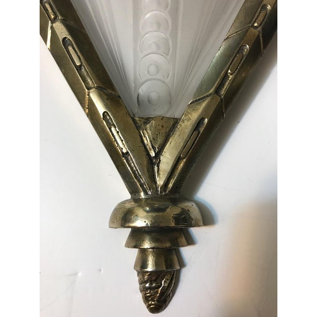 Glass French Art Deco Geometric Sconces Signed by Muller Frères - a Pair For Sale - Image 7 of 10
