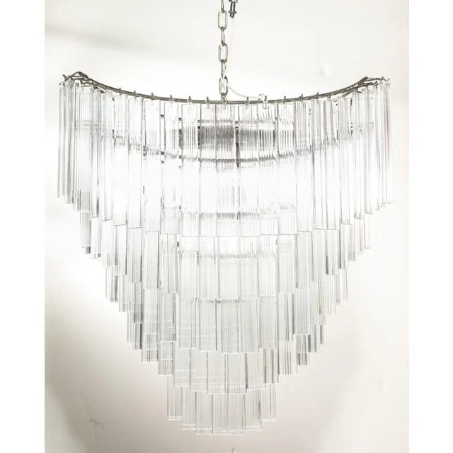 Midcentury Italian Hand Blown Glass Chandelier With Glass Panes C. 1960 For Sale - Image 9 of 9