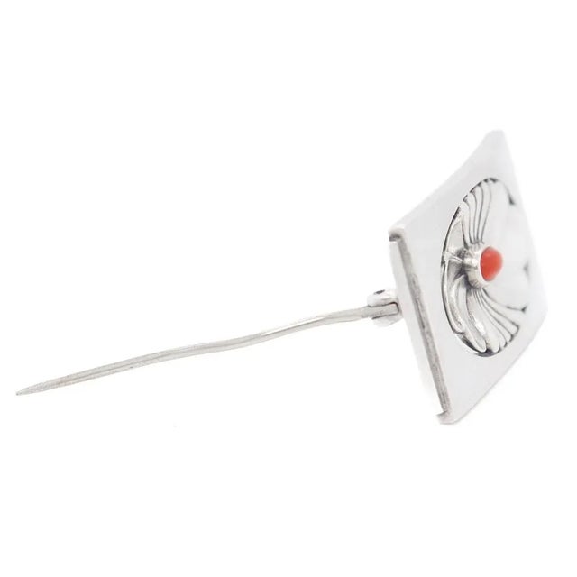 Georg Jensen Vintage Georg Jensen Sterling Silver & Carnelian Brooch No. 269 For Sale - Image 4 of 12