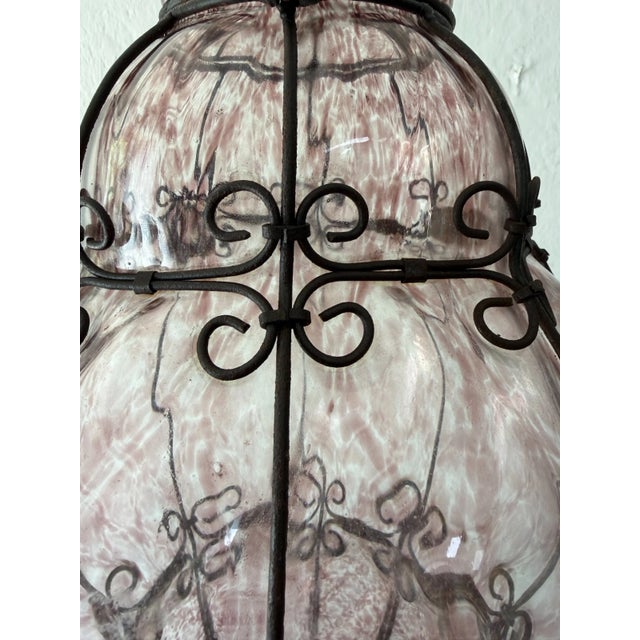 1 of 3 Big Mid-Century Seguso Murano Amethyst Blown Tortoise Lantern Chandelier For Sale - Image 9 of 9