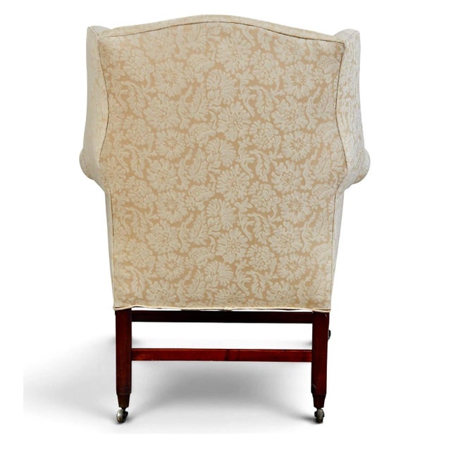 George III Wing Back Chair, Late 18th Century, Yellow Damask, England For Sale - Image 4 of 7