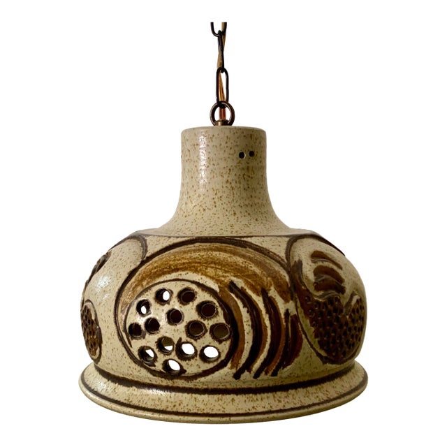 Ceramic Pendant Flared Bowl With Bold Pattern, Denmark 1960s For Sale