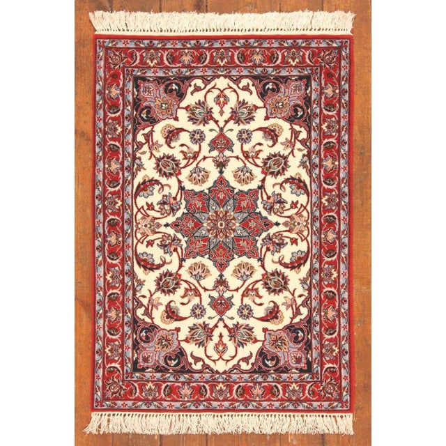 Textile Hand-Knotted Middle Eastern Rug in Wool & Silk For Sale - Image 7 of 8
