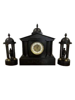 Antique Victorian Marble Clock Set, 1860, Set of 3