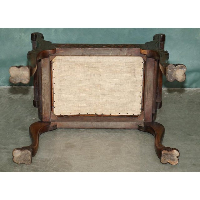 Victorian Carved Hardwood and Brown Leather Chesterfield Window Seat, 1890 For Sale - Image 18 of 18