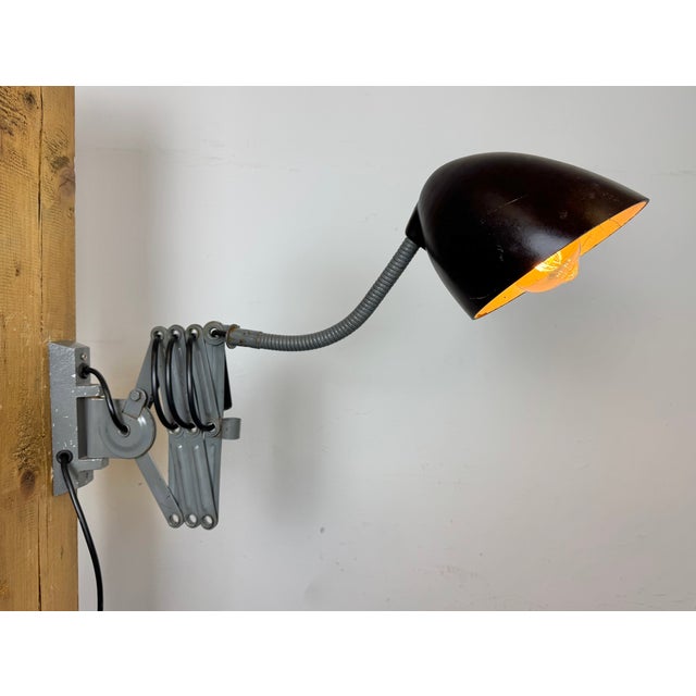 Industrial Grey Scissor Wall Lamp from Elektroinstala, 1960s For Sale - Image 17 of 18