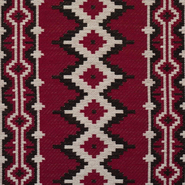 Traditional Schumacher Pathway Fabric In Red For Sale - Image 3 of 5