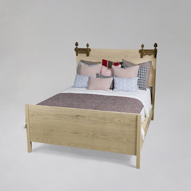 Traditional Custom White Ash Wood Bed W/ Headboard + Footboard Queen For Sale - Image 3 of 12