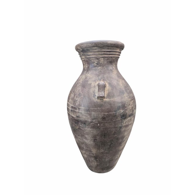Modern Vintage Rustic Mediterranean Terracotta Amphora Floor Vase For Sale - Image 3 of 9