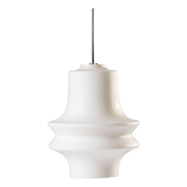 Pendant Lamp in White Glass by Valasske Mezirici, Czechoslovakia, 1960 For Sale