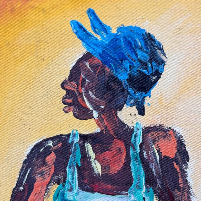 Modern Vintage Modern Expressionist Figural Painting of Two Women in Carved Frame - Signed “Mitchell.” For Sale - Image 3 of 12