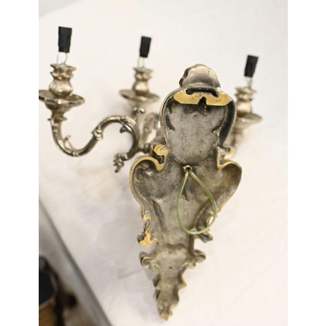Regency Silver Bronze Wall Lights, Set of 2 For Sale - Image 15 of 16