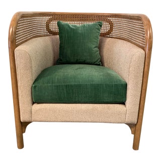 Cane Detail Accent Lounge Chair For Sale
