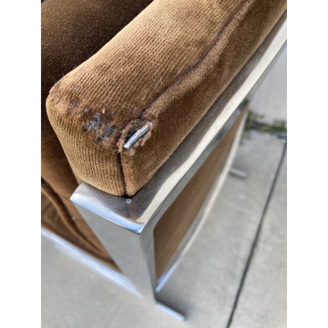 Metal Mid-20th Century Milo Baughman Style Flat Bar Chrome Sled-Base Dining Chairs - Set of 6 For Sale - Image 7 of 10