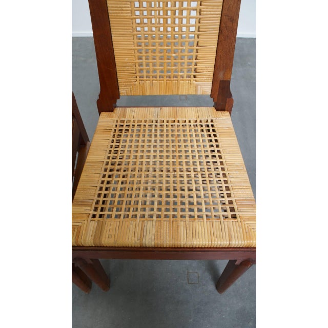 Art Deco Dining Chairs with Wicker Seat and Backrest, Set of 4 For Sale - Image 10 of 18