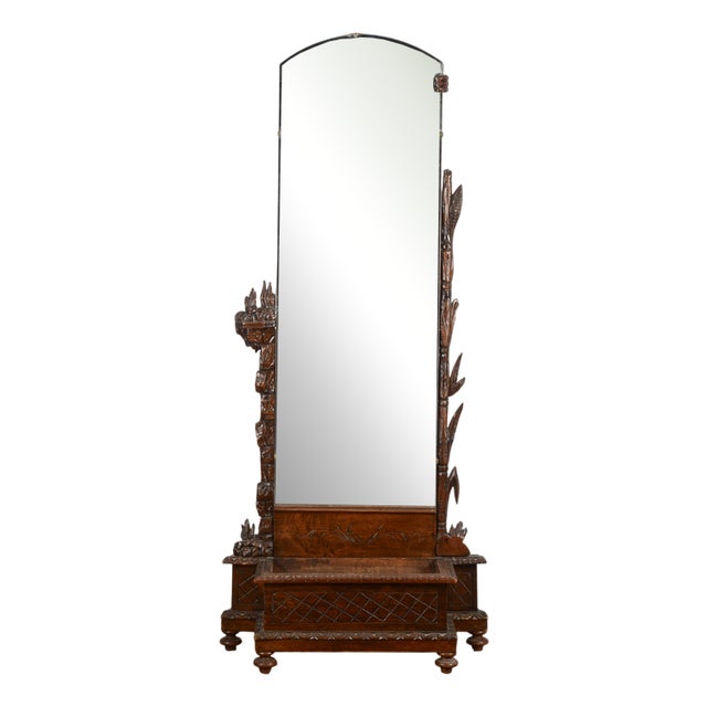 Italian Art Nouveau Floor Mirror with Planter For Sale