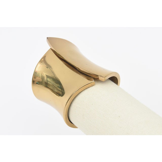 Metal Vintage Gold Plated Sculptural Wide Cuff Hinged Bracelet For Sale - Image 7 of 10