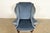 1980s Kindel Furniture Chippendale Carved Mahogany Blue Velvet Upholstered Wingback Lounge Chair For Sale - Image 5 of 15