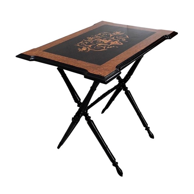 Small 19th Century Napoleon III Inlaid Folding Table For Sale