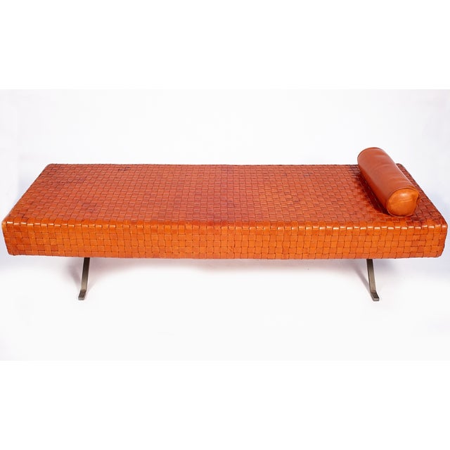 Late 20th Century Late 20th Century Enzo Mari “Sigmund” Daybed in Braided Tanned Leather, Wood & Steel For Sale - Image 5 of 10