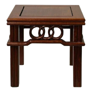 5.5" Brown Wood Triple Rings Pattern Square Display Stand Riser Easel