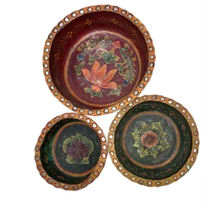 Vintage 1980s Indian Boho Trio Decorative Vessels - Set of 3