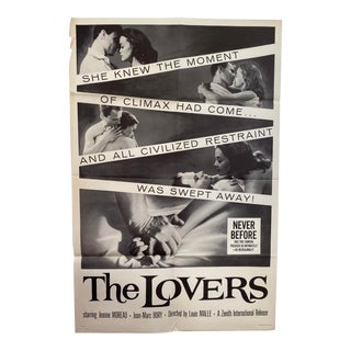 "The Lovers" Jeanne Moreau and Jean-Marc Bory Movie Poster C.1960 For Sale