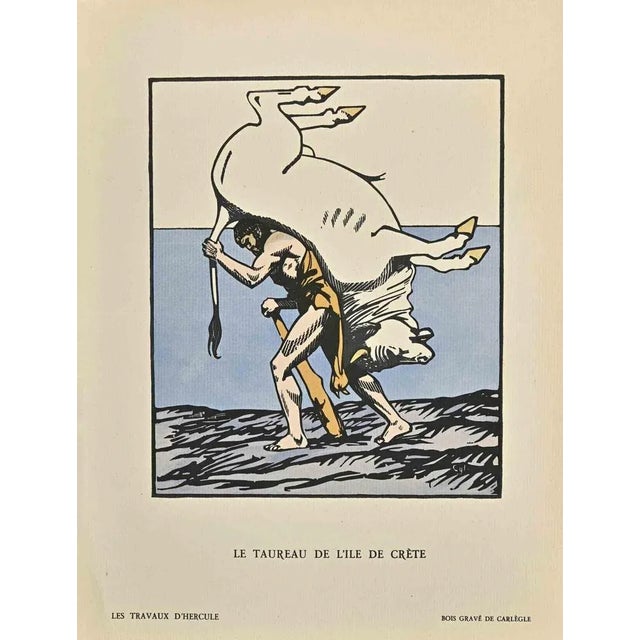 Le Taureau De L'Île De Crète is a woodcut print realized by Carlègle (Charles Emile Egli) (30 March 1877 – 11 January...