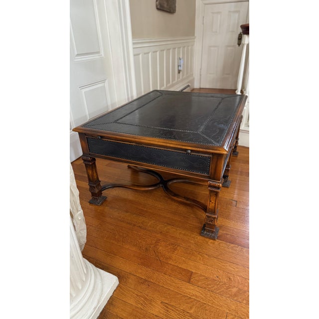 2010s 2010s Theodore Alexander Armoury Collection Etched Brass Cocktail Table For Sale - Image 5 of 12