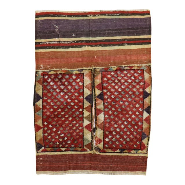 Early 20th Century Tribal Turkish Textile Bagface Rug For Sale