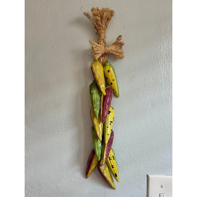 Textile 1960s Vintage Ceramic Indian Corn on Jute Braid For Sale - Image 7 of 7