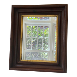 Early 20th Century American Walnut Wood With Gold Gilt Framed Wall Mirror