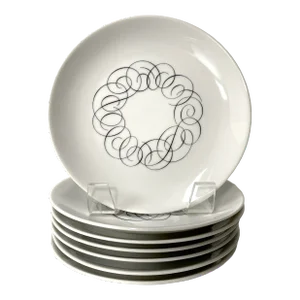 1950s Mid Century Modern Raymond Loewy for Rosenthal Script Bread Plates Set of 7
