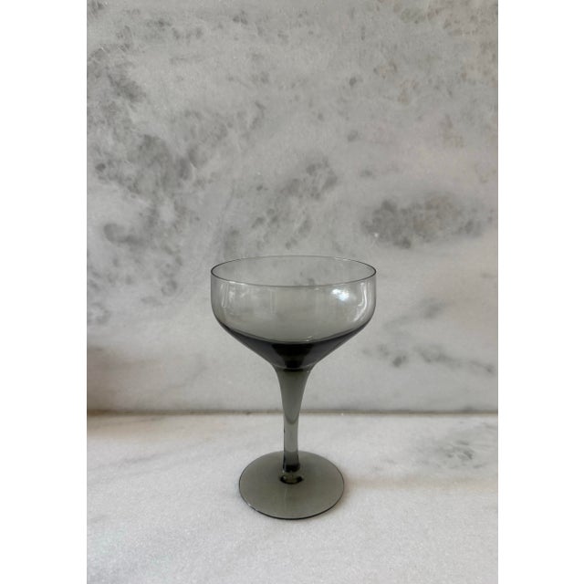 Mid-Century Modern Set of 6 Mid Century Orrefors Rhapsody Smoke Champagne Coups For Sale - Image 3 of 7