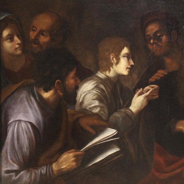 17th Century Italian Artist, Christ Among the Doctors in the Temple, 1660, Oil on Canvas For Sale - Image 5 of 16