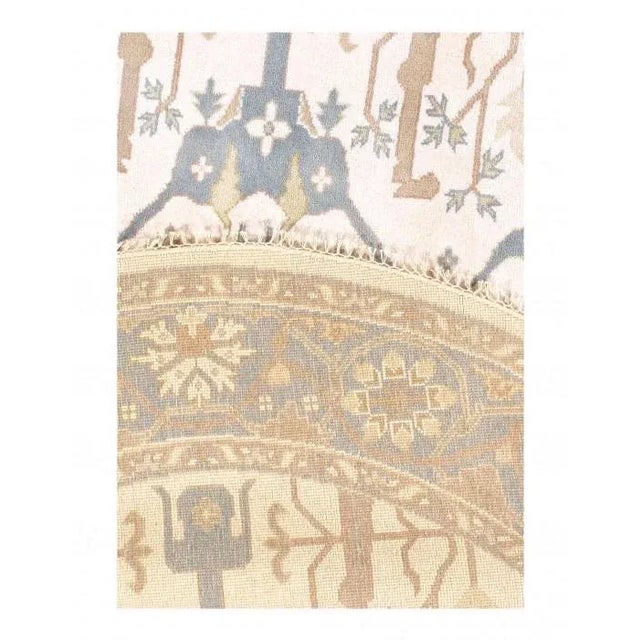 Traditional 2020s Ivory Fine Hand Knotted Oushak Round Rug For Sale - Image 3 of 5