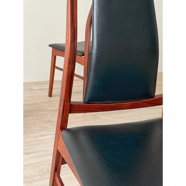 Danish Mid-Century Rosewood High-Back Dining Chairs- A Set of 4 For Sale - Image 9 of 12