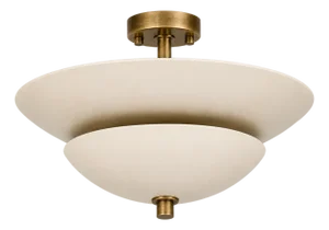 Handcrafted Pure Brass Flush Mount Ceiling Light, Ivory Dome Semi Flush Mount, Brass Ceiling Fixture for Bedroom, Hallway, Kitchen, Entryway