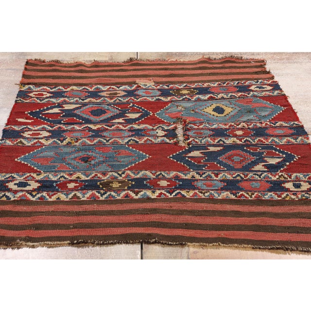 Brown 1880's Distressed Antique Caucasian Shirvan Kilim Rug - 02'10 X 03'08 For Sale - Image 8 of 9