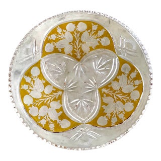 Antique Early 20th Century Cut Crystal Amber Platter For Sale